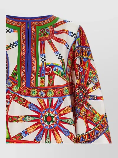 Dolce & Gabbana Silk Printed Maxi Kaftan Dress In Multi