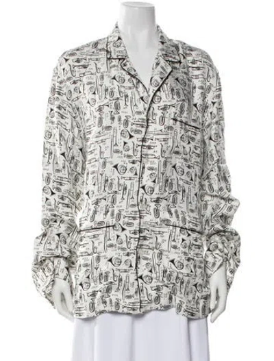 Pre-owned Dolce & Gabbana Silk Printed Pajamas In White