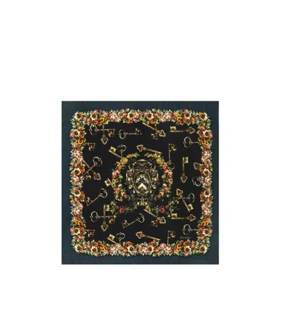 Dolce & Gabbana Silk Printed Scarf In Black