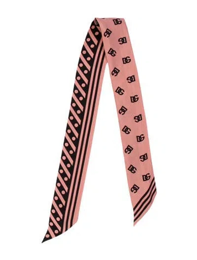 Pre-owned Dolce & Gabbana Silk Printed Scarf In Pink