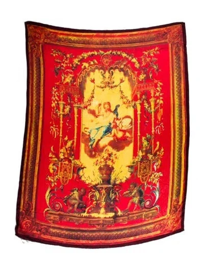 Pre-owned Dolce & Gabbana Silk Printed Scarf In Red