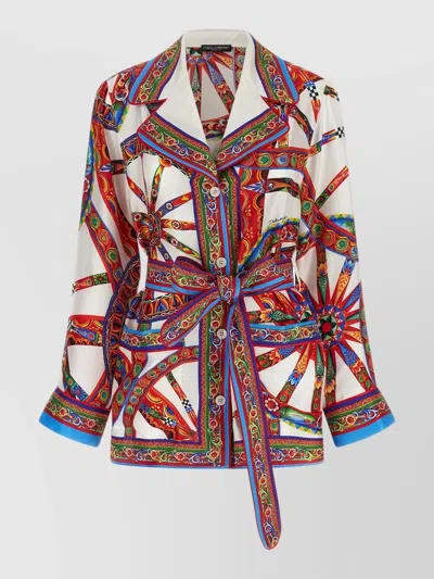 Dolce & Gabbana Silk Printed Shirt Jacket In Multi
