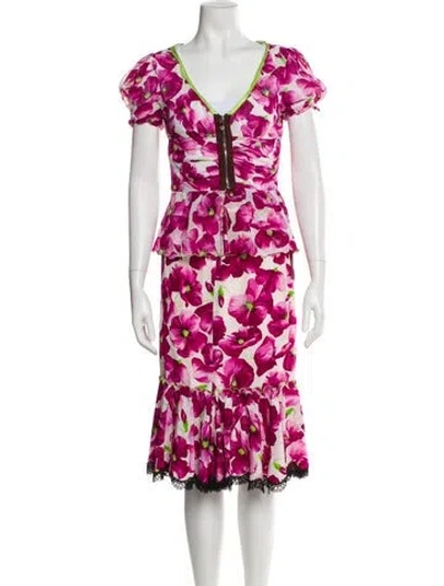 Pre-owned Dolce & Gabbana Silk Printed Skirt Set In Neutral