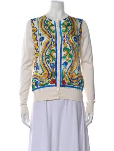 Pre-owned Dolce & Gabbana Silk Printed Sweater In Neutral
