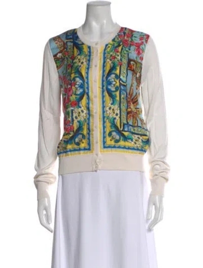 Pre-owned Dolce & Gabbana Silk Printed Sweater In Neutral