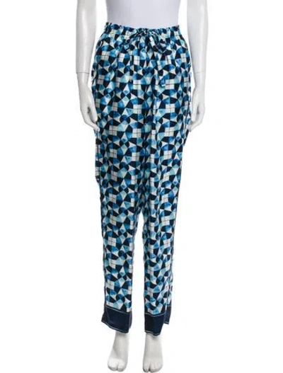 Pre-owned Dolce & Gabbana Silk Printed Sweatpants W/ Tags In Blue