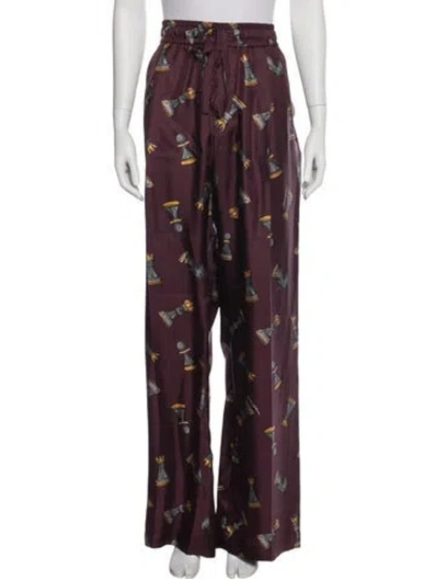Pre-owned Dolce & Gabbana Silk Printed Sweatpants W/ Tags In Purple