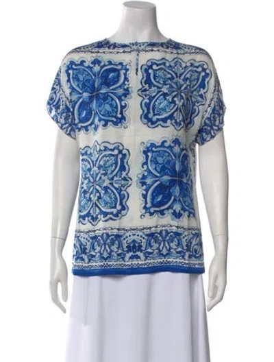 Pre-owned Dolce & Gabbana Silk Printed Top In Multi