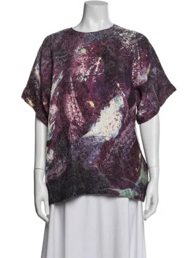 Pre-owned Dolce & Gabbana Silk Printed Top In Purple