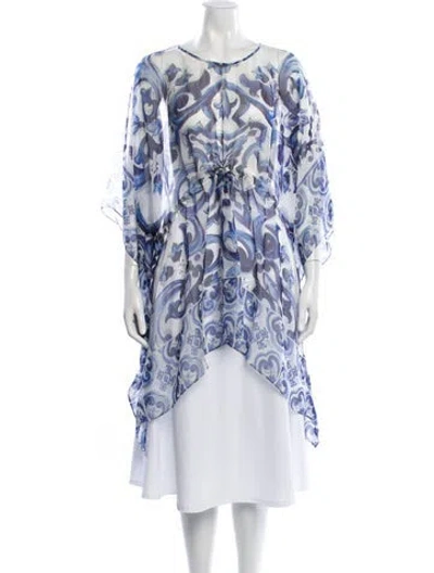 Pre-owned Dolce & Gabbana Silk Printed Tunic In Blue