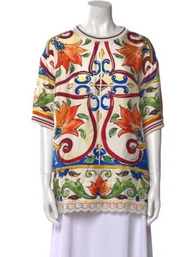 Pre-owned Dolce & Gabbana Silk Printed Tunic In Neutral