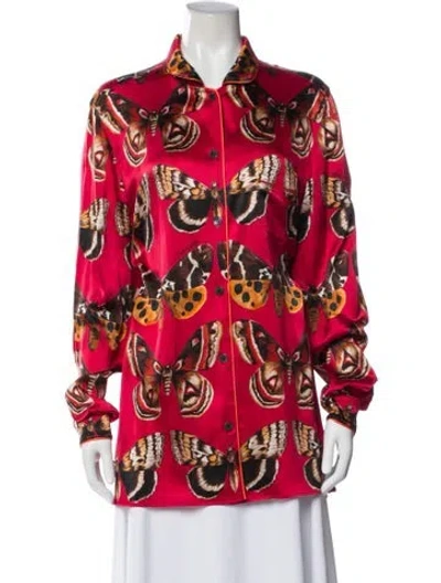 Pre-owned Dolce & Gabbana Silk Printed Tunic In Red
