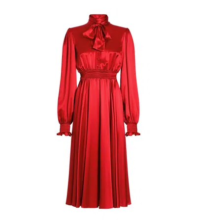 DOLCE & GABBANA SILK PUSSYBOW MIDI DRESS