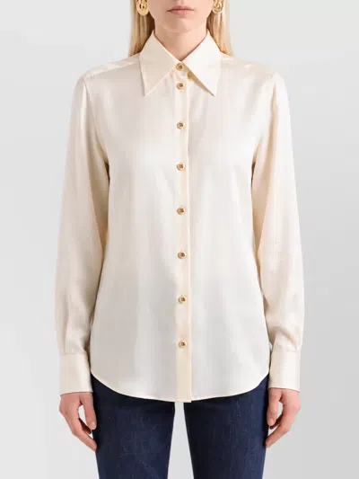 Dolce & Gabbana Silk Relaxed-fit Long-sleeve Shirt In Neutral