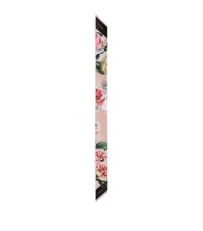 Dolce & Gabbana Silk Roses And Peonies Foulard In Pink