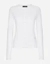 Dolce & Gabbana Cardigan Girocollo In Seta In Bianco Ottico