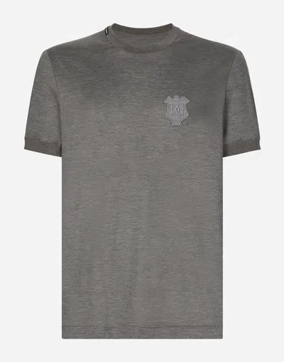 Dolce & Gabbana Silk Round-neck T-shirt In Grey