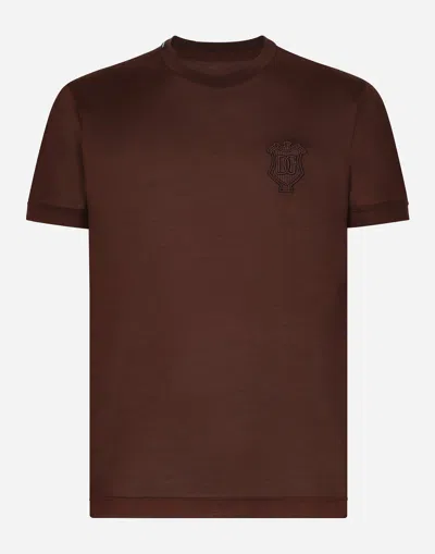 Dolce & Gabbana Silk Round-neck T-shirt In Red