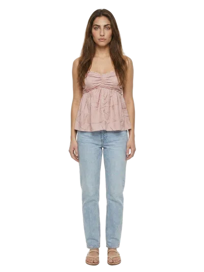 Dolce & Gabbana Silk Ruched Tank Top In Pink
