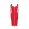 Dolce & Gabbana Silk Ruched Tulle Midi Dress Women In Red