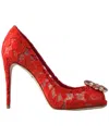 Dolce & Gabbana Taormina Lace Crystal-embellished Heeled Pumps In Pink