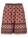 Dolce & Gabbana Pink Bermuda Shorts With Dg Logo Printed All-over In Neutral