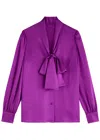 Dolce & Gabbana Silk-satin Turtleneck Blouse In Purple