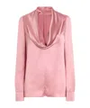 Dolce & Gabbana Blush Pink Silk Blouse With A Soft Neckline In Pink
