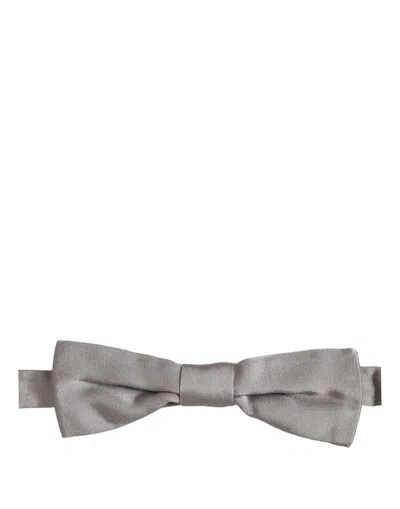Dolce & Gabbana Silk Satin Bow Tie In Gray