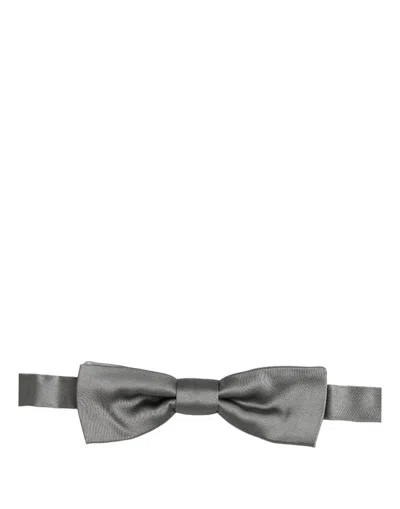 Dolce & Gabbana Silk Satin Bow Tie In Gray