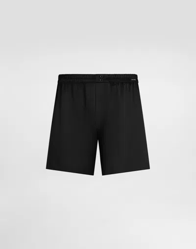 Dolce & Gabbana Silk Satin Boxer Shorts In Black
