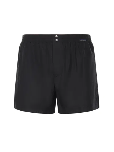 Dolce & Gabbana Silk Satin Boxer Shorts In Black