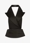Dolce & Gabbana Black Double-breasted Vest With Rear Cut-out In Silk And Wool Woman In Black