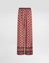 Dolce & Gabbana Silk Satin Jacquard Pajamas With Full Dg Logo In Pink