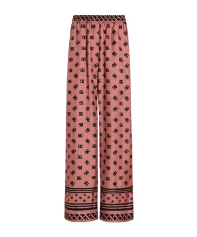 DOLCE & GABBANA SILK SATIN JACQUARD PAJAMAS WITH FULL DG LOGO