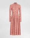Dolce & Gabbana Silk Satin Jacquard Shirt Dress With Dg Logo In Pink