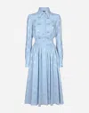 Dolce & Gabbana Silk Satin Jacquard Shirt Dress With Dg Logo In Purple