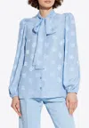 Dolce & Gabbana Pussy-bow Collar Semi-sheer Shirt In Light Blue