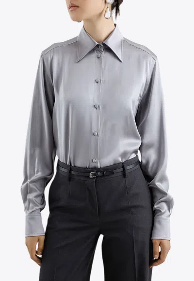 DOLCE & GABBANA SILK SATIN LONG-SLEEVED SHIRT