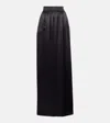 Dolce & Gabbana High Waist Satin Finish Skirt With Side Pockets In Black