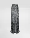 Dolce & Gabbana Silk Satin Pajama Pants With Fur Print In Grey