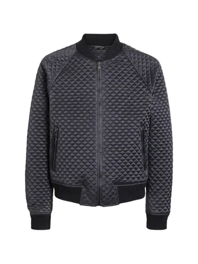 Dolce & Gabbana Silk Satin Quilted Bomber Jacket In Black