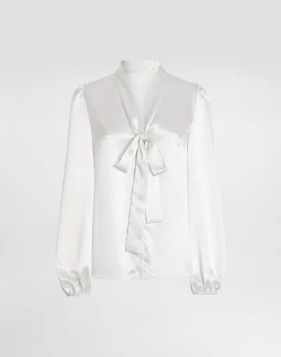 Dolce & Gabbana Silk Satin Shirt In White
