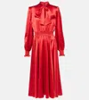 Dolce & Gabbana Silk Satin Shirt Dress In Red