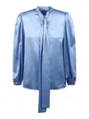 Dolce & Gabbana Bow-detail Silk Satin Blouse In Blue