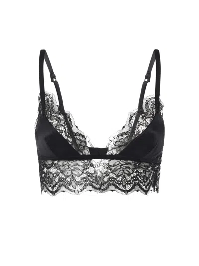 Dolce & Gabbana Silk Satin Soft-cup Bralette In Black