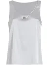 Dolce & Gabbana Satin Tank Top With Dg Logo Pin In Grey