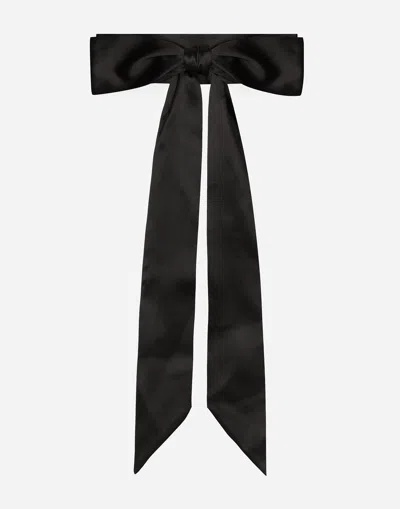 Dolce & Gabbana Silk Satin Tie Belt In Black