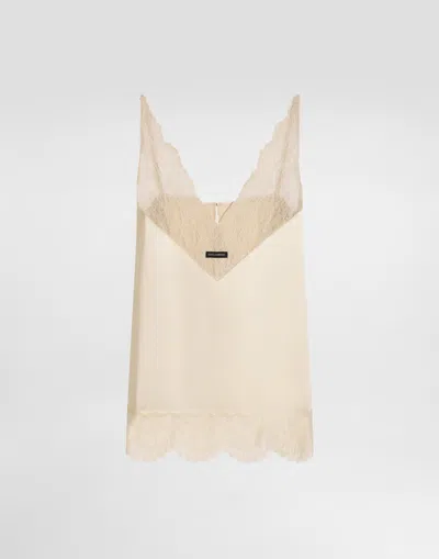 Dolce & Gabbana Silk Satin Top In Brown