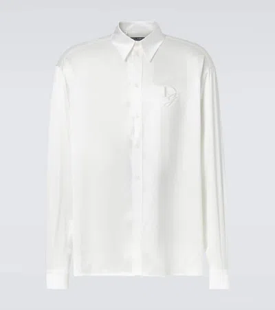 Dolce & Gabbana Silk Satin Tuxedo Shirt In White